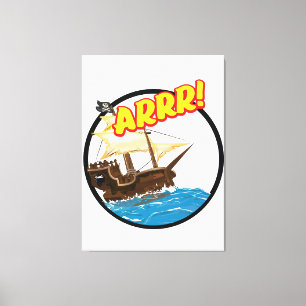 Lustiges Cartoon-Piraten schiff  Leinwanddruck
