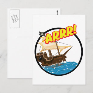 Lustiges Cartoon-Piratenboot  Postkarte
