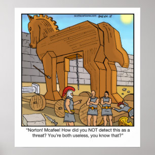 Lustiges Cartoon-Plakat-Trojan Horse Poster