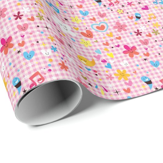 lustiges Cartoon rosa Geschenkpapier (Rolleneckpunkt)