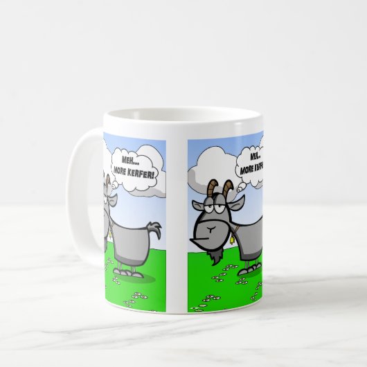 Lustiges Cartoon-Ziegenzitat Kaffeetasse (Vorderseite Links)