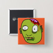 Lustiges Cartoon-Zombie-Gesicht Button (Vorne & Hinten)