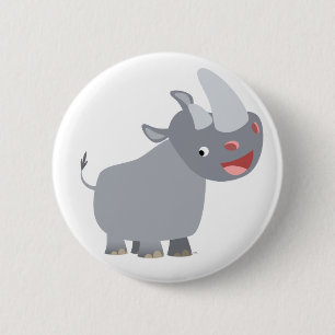 Lustiges Cartoonrhino-Knopf-Abzeichen Button