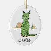 Lustiges "Catcus" Kaktus-Zeichnen Keramikornament (Rechts)