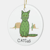 Lustiges "Catcus" Kaktus-Zeichnen Keramikornament (Links)