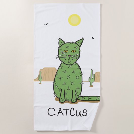 Lustiges "Catcus" Kaktus-Zeichnen Strandtuch (Vorderseite)