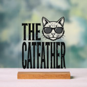 Lustiges Catfather Vintage-Katz Zitat Grafik-Shirt Acrylschild (Neutral)