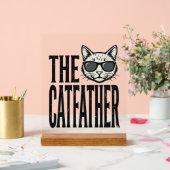 Lustiges Catfather Vintage-Katz Zitat Grafik-Shirt Acrylschild (Hochzeit)