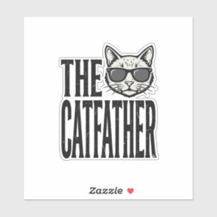 Lustiges Catfather Vintage-Katz Zitat Grafik-Shirt Aufkleber