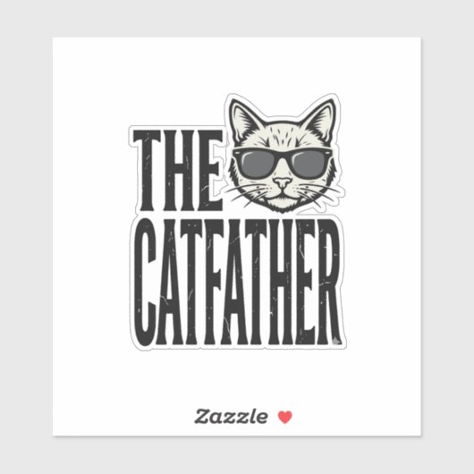 Lustiges Catfather Vintage-Katz Zitat Grafik-Shirt Aufkleber (Blatt)