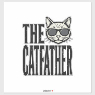 Lustiges Catfather-Vintage-Katz-Zitat Grafik-Shirt Aufkleber