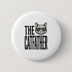 Lustiges Catfather Vintage-Katz Zitat Grafik-Shirt Button