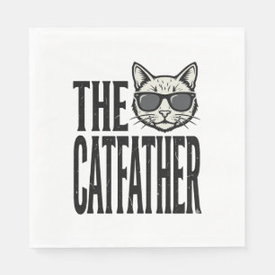 Lustiges Catfather Vintage-Katz Zitat Grafik-Shirt Serviette