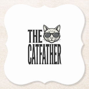 Lustiges Catfather Vintage-Katz Zitat Grafik-Shirt Untersetzer