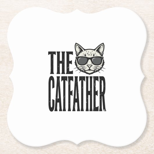 Lustiges Catfather Vintage-Katz Zitat Grafik-Shirt Untersetzer (Vorderseite)