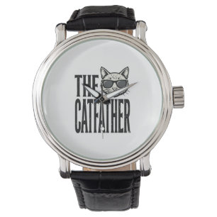 Lustiges Catfather Vintage-Katzen-Zitat Grafik-Shi Armbanduhr