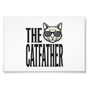 Lustiges Catfather Vintage-Katzen-Zitat Grafik-Shi Fotodruck