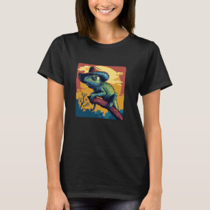 Lustiges Chamäleon mit Cowboy-Look T-Shirt
