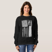 Lustiges Chef-Messer mit amerikanischem Flaggen-De Sweatshirt (Vorne ganz)