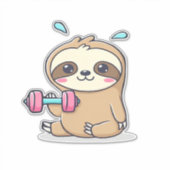 Lustiges Chibi-Faultier-Workout Cute Kawaii-Gym-C Aufkleber (Vorderseite)
