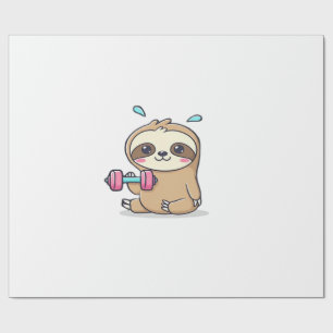 Lustiges Chibi-Faultier-Workout Süße Kawaii-Gym-C Geschenkpapier