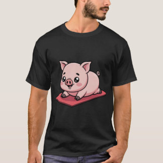 Lustiges Chibi-Schwein fällt während der Yoga-Posi T-Shirt