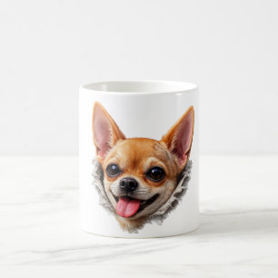 Lustiges Chihuahua-Gesicht 3D-Design – Süßer Hunde Kaffeetasse