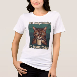 Lustiges Christliches Katze Koffein Stimmung Grafi Tri-Blend Shirt