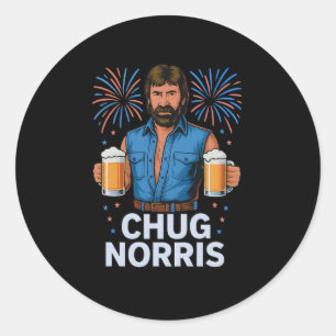 Lustiges Chug Norris Bier-Shirt USA 4. Juli Trinke Runder Aufkleber