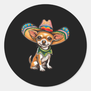 Lustiges Cinco De Mayo Chihuahua Grafik Runder Aufkleber