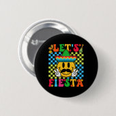 Lustiges Cinco De Mayo Kariertes Lasst uns Fiesta Button (Vorne & Hinten)