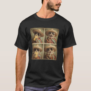 Lustiges Cinco de Mayo Katze isst Taco in Poncho F T-Shirt
