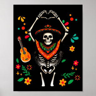 Lustiges Cinco de Mayo mexikanisches Skelett Fiest Poster