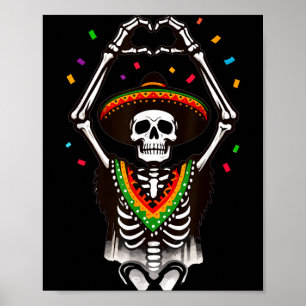 Lustiges Cinco de Mayo mexikanisches Skelett Fiest Poster
