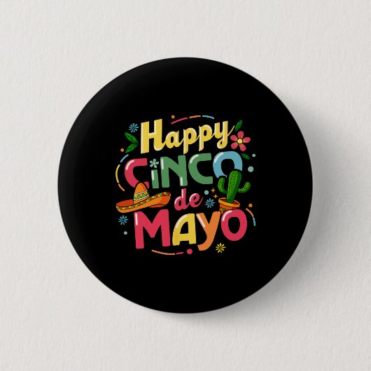 Lustiges Cinco De Mayo-Shirt Lass Fiesta Squad 5 D Button (Vorderseite)