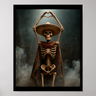 Lustiges Cinco de Mayo Skelett Party Herz Hände Poster