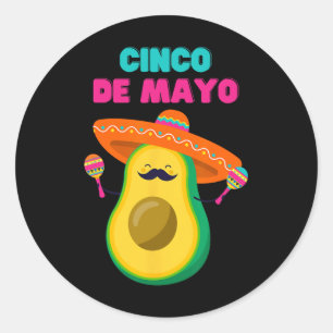 Lustiges Cinco De Mayo T-Shirt - Avocado Fiesta  Runder Aufkleber