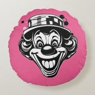 Lustiges Clown-Logo – Umgedrehte Mütze & Herausges Rundes Kissen