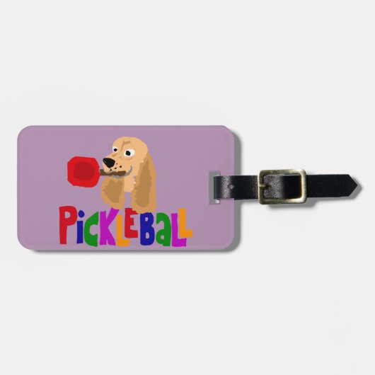 Lustiges Cocker spaniel mit Pickleball Paddel Gepäckanhänger (Vorderseite horizontal)