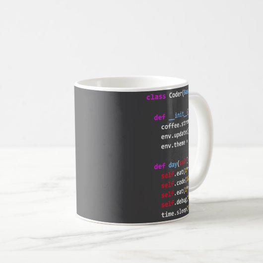 Lustiges Coden Python Cl Essen Code Schlafen Kaffeetasse (VorderseiteRechts)