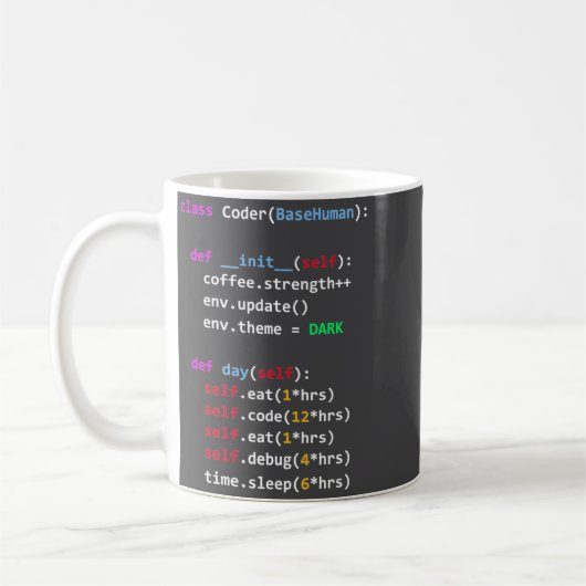 Lustiges Coden Python Cl Essen Code Schlafen Kaffeetasse (Links)