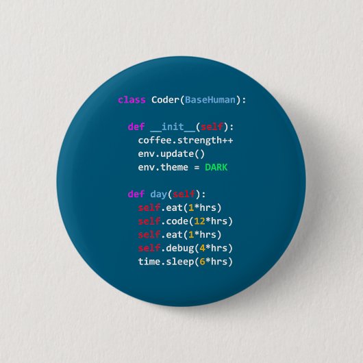 Lustiges Coding Python Cl Essen Code Schlafen Button (Vorderseite)