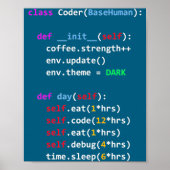 Lustiges Coding Python Cl Essen Code Schlafen Poster (Vorne)