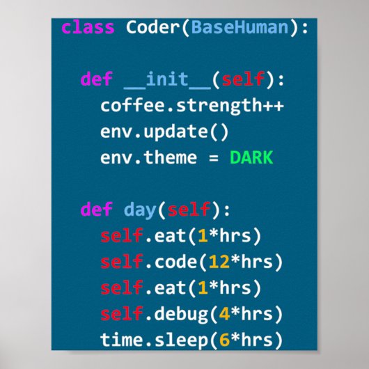 Lustiges Coding Python Cl Essen Code Schlafen Poster (Vorne)