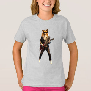 Lustiges Collie Rockstar Kinder T-Shirt