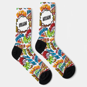 Lustiges Comicbuch mit personalisiertem Namen Socken