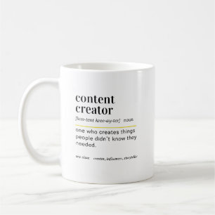 Lustiges Content-Creator-Definitions-Geschenk Kaffeetasse