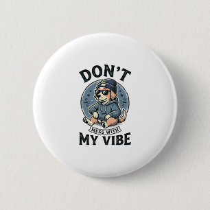 Lustiges Cooles Hund-Vibes Vintage-Vector-T-Shirt- Button