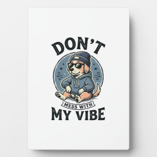 Lustiges Cooles Hund-Vibes-Vintage-Vector-T-Shirt- Fotoplatte