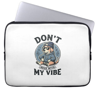 Lustiges Cooles Hund-Vibes-Vintage-Vector-T-Shirt- Laptopschutzhülle